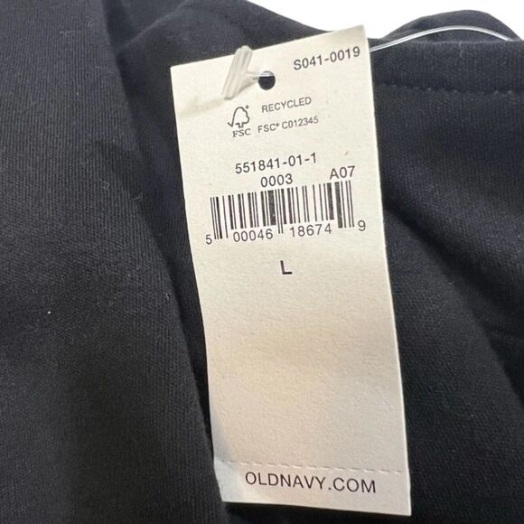 Old Navy Black Sheath Dress L Below Knee Sleeveless Cotton Tie Back NWT - Picture 7 of 14